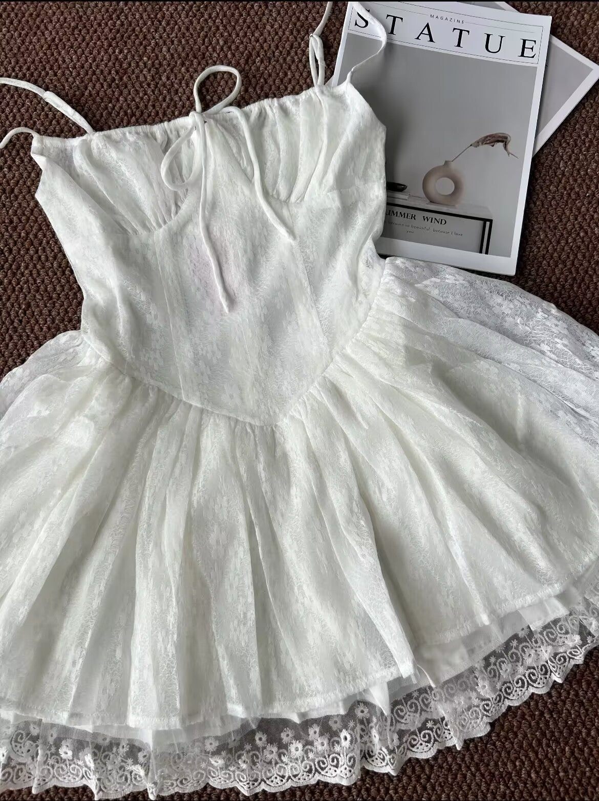Cute A Line Spaghetti Straps White Lace Formal Homecoming Dresses Short 16th Birthday Outfits Graduation Dress Mini Cocktail Dresses DH2454