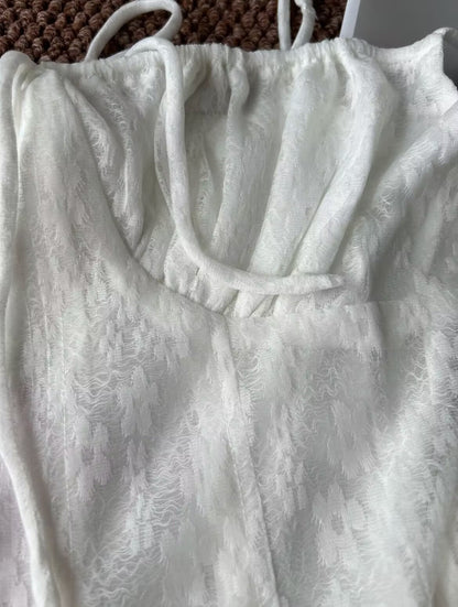 Cute A Line Spaghetti Straps White Lace Formal Homecoming Dresses Short 16th Birthday Outfits Graduation Dress Mini Cocktail Dresses DH2454