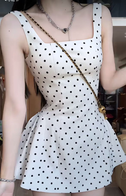 Cute A line Square Black Polka Dots Formal Homecoming Dresses Short 16th Birthday Outfits Graduation Dress Mini Cocktail Dresses DH2459