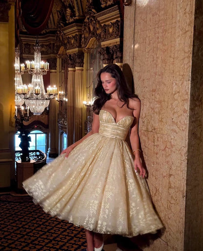 Pretty A Line Sweetheart Lace Yellow Formal Homecoming Dresses 21st Birthday Outfits Graduation Dress Cocktail Dresses DH2463