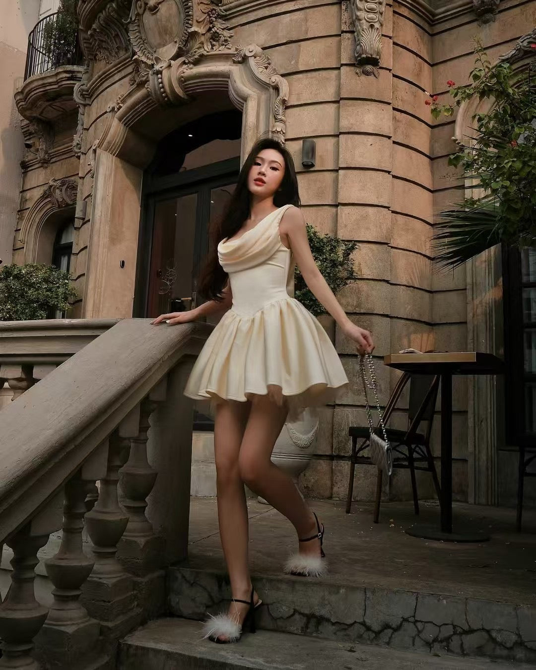 Pretty A line Square Neck Champagne Satin Formal Homecoming Dresses Short 16th Birthday Outfits Graduation Dress Mini Cocktail Dresses DH2466