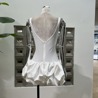 Modest Sheath Square Neck Tight Short White Formal Homecoming Dress Short 18th Birthday Outfits Graduation Dress Cocktail Dresses DH2468