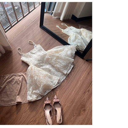 Pretty A line Square Neck White Lace Formal Homecoming Dresses Short 16th Birthday Outfits Graduation Dress Mini Cocktail Dresses DH2473