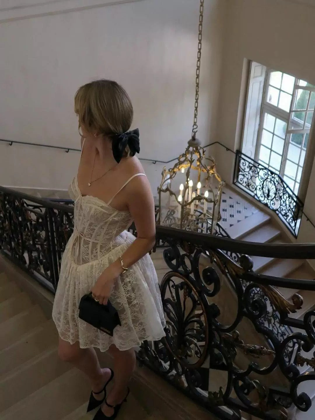 Pretty A line Spaghetti Straps White Lace Formal Homecoming Dresses Short 16th Birthday Outfits Graduation Dress Mini Cocktail Dresses DH2479