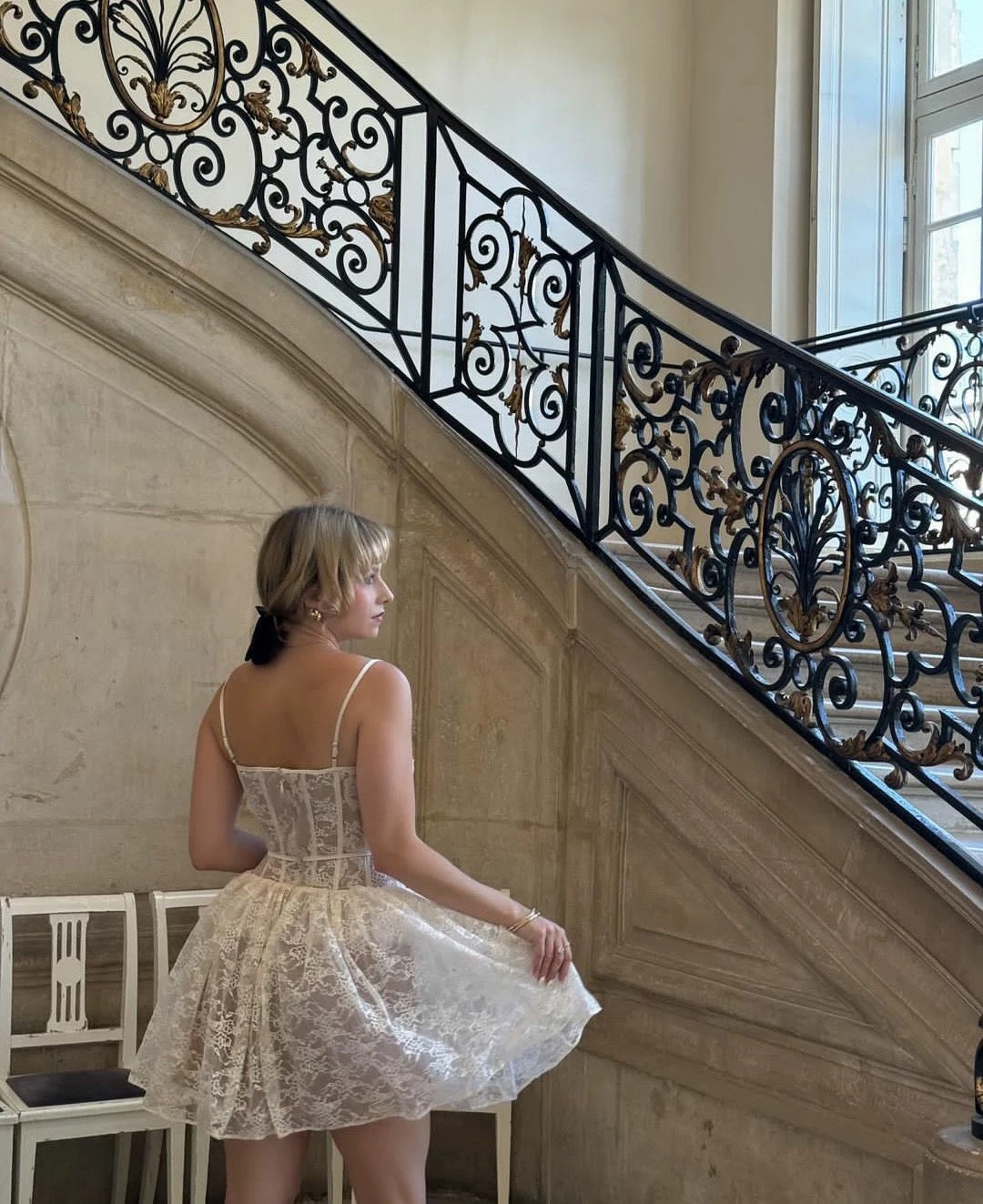 Pretty A line Spaghetti Straps White Lace Formal Homecoming Dresses Short 16th Birthday Outfits Graduation Dress Mini Cocktail Dresses DH2479