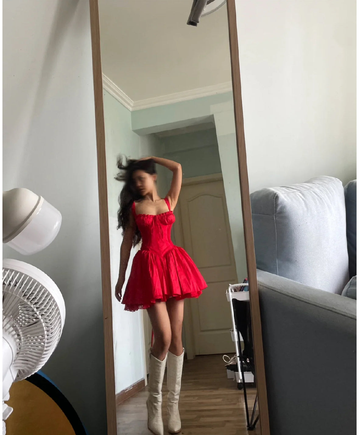 Cute A line Square Neck Red Lace Homecoming Dress Summer Hoco Dresses Short Night Cocktail Dress DH2545