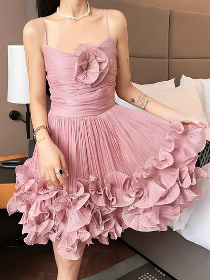 Pretty Ball Gown Spaghetti Straps Dusty Pink Formal Homecoming Dresses Short 16th Birthday Outfits Graduation Dress Mini Hoco Dresses DH2530