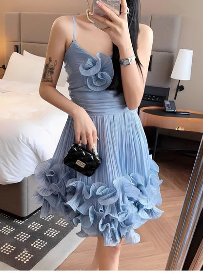 Modest Ball Gown Spaghetti Straps Dusty Blue Formal Homecoming Dresses Short 16th Birthday Outfits Graduation Dress Mini Hoco Dresses DH2531