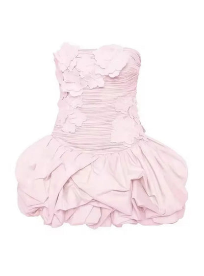 Modest Ball Gown Strapless Satin Lace Formal Homecoming Dresses Short 16th Birthday Outfits Graduation Dress Mini Hoco Dresses DH2540