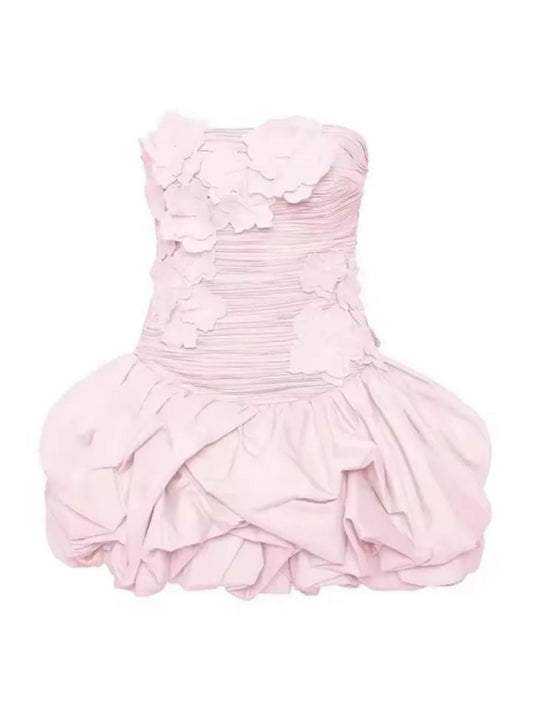 Modest Ball Gown Strapless Satin Lace Formal Homecoming Dresses Short 16th Birthday Outfits Graduation Dress Mini Hoco Dresses DH2540