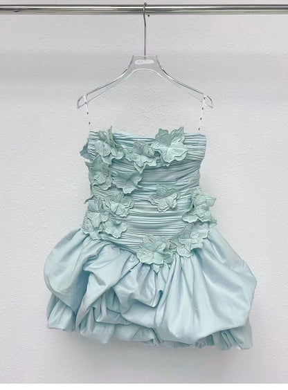 Modest Ball Gown Strapless Satin Lace Formal Homecoming Dresses Short 16th Birthday Outfits Graduation Dress Mini Hoco Dresses DH2540