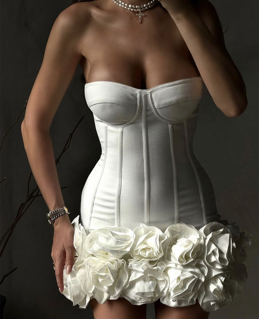 Sexy Sheath Strapless White Satin Formal Homecoming Dresses 18th Birthday Outfits Graduation Dress Short Mini Hoco Dresses DH2543