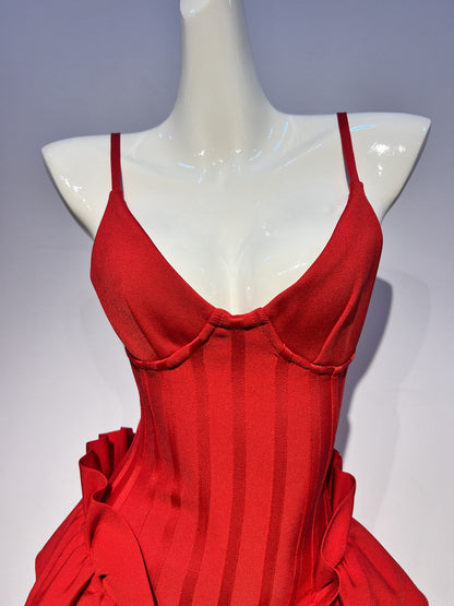 Cute A Line Spaghetti Straps Red Satin Formal Homecoming Dresses 16th Birthday Outfits Graduation Dress Short Mini Hoco Dresses DH2548