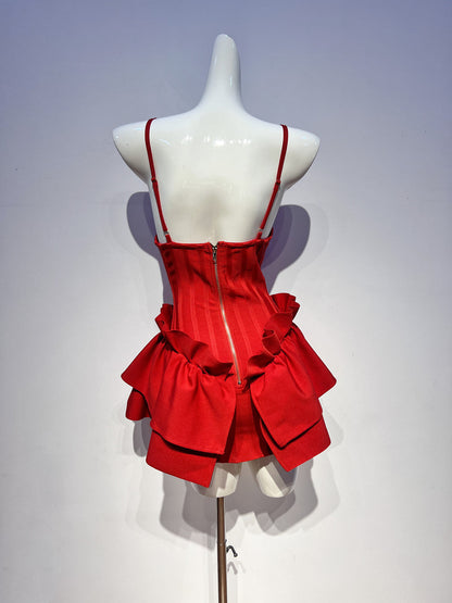 Cute A Line Spaghetti Straps Red Satin Formal Homecoming Dresses 16th Birthday Outfits Graduation Dress Short Mini Hoco Dresses DH2548