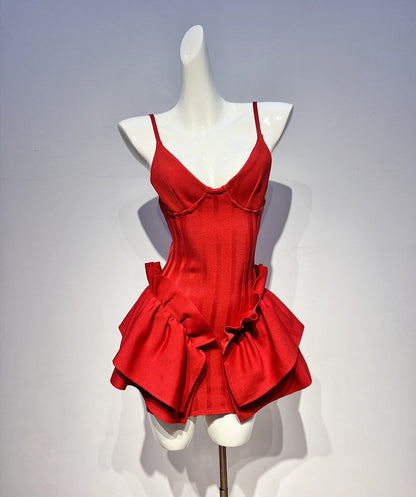 Cute A Line Spaghetti Straps Red Satin Formal Homecoming Dresses 16th Birthday Outfits Graduation Dress Short Mini Hoco Dresses DH2548