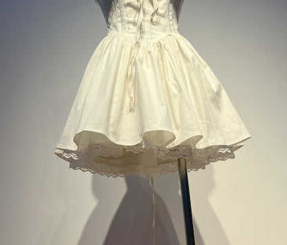 Cute A line Square Neck White Lace Homecoming Dress Summer Hoco Dresses Short Night Cocktail Dress DH2553