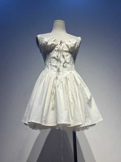 Cute A line Square Neck White Lace Homecoming Dress Summer Hoco Dresses Short Night Cocktail Dress DH2553