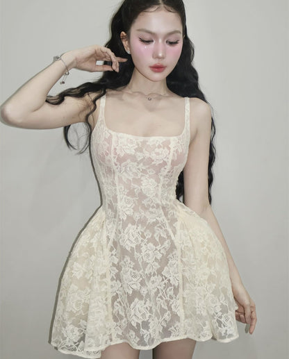 Cute Ball Gown Square White Lace Short Mini Formal 8th Grade Homecoming Dresses Middle School Cocktail Dress Hoco Outfits DH2554