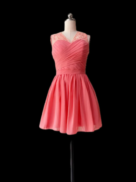 Retro A Line V Neck Chiffon Formal Homecoming Dresses 18th Birthday Outfits Graduation Dress Short Mini Hoco Dresses DH2567