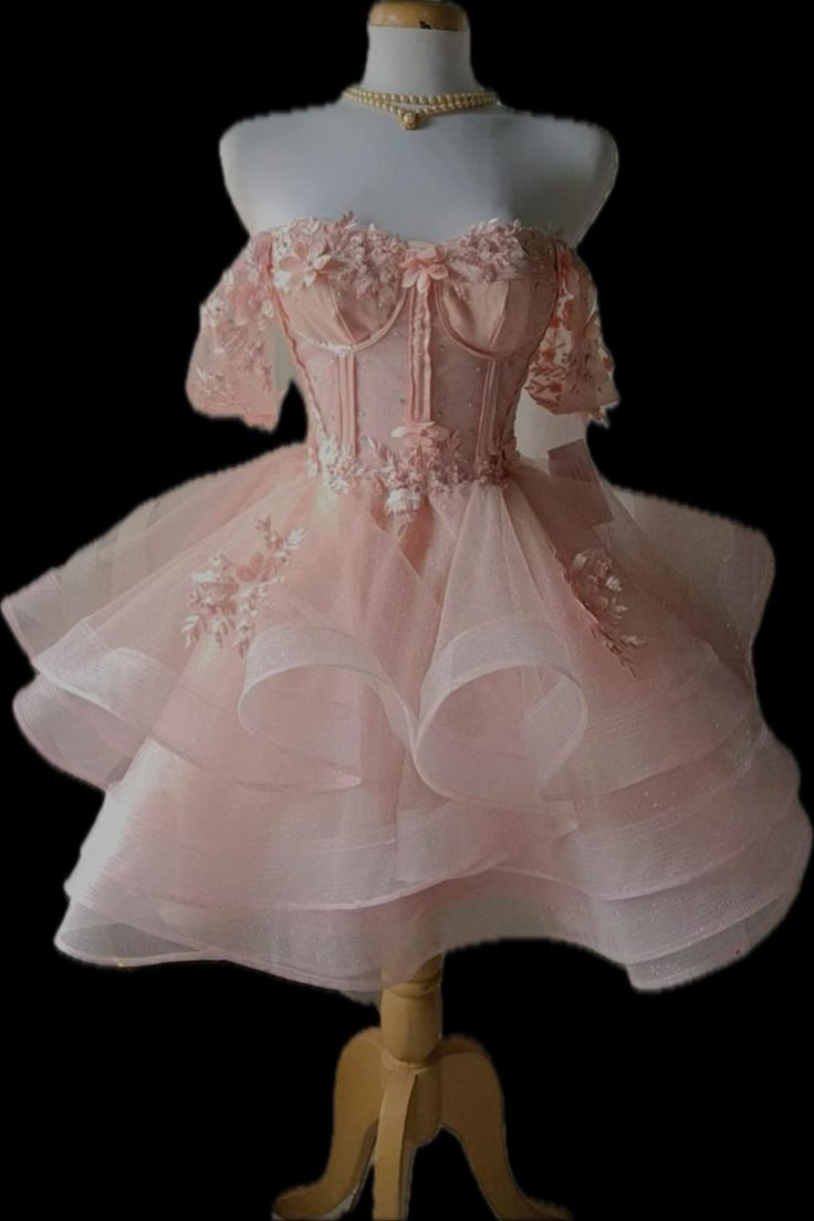 Unique Ball Gown Off The Shoulder Blush Pink Lace Formal Homecoming Dresses 8th Grad Dance Graduation Dress Short Hoco Dresses DH2617