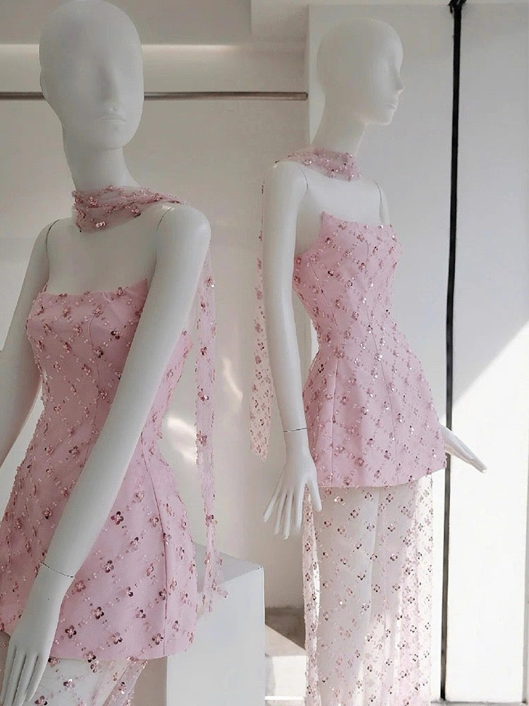 Unique A line Strapless Pink Lace Formal Homecoming Dresses 8th Grad Dance Graduation Dress Short Hoco Dresses DH2630