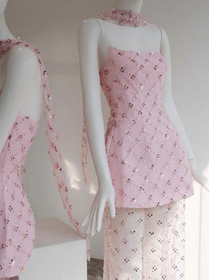 Unique A line Strapless Pink Lace Formal Homecoming Dresses 8th Grad Dance Graduation Dress Short Hoco Dresses DH2630