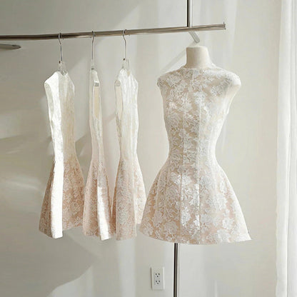 Simple A line Scoop Lace Short White Mini Formal 8th Grade Homecoming Dresses Middle School Cocktail Dress Hoco Outfits DH2634