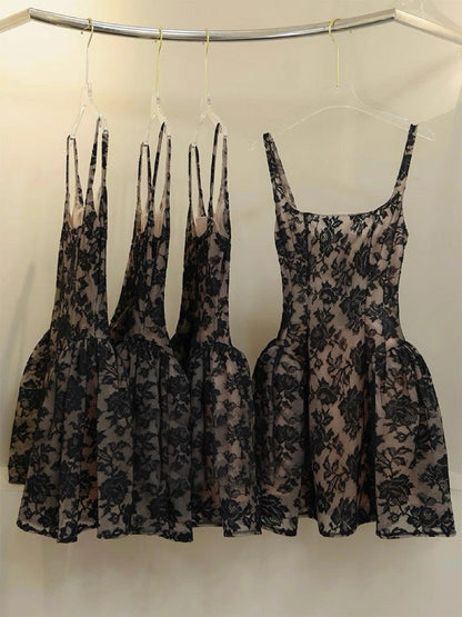 Cute Ball Gown Square Little Black Dress Lace Short Mini Formal 8th Grade Homecoming Dresses Middle School Cocktail Dress Hoco Outfits DH2638