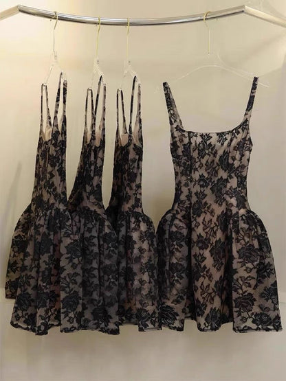 Cute Ball Gown Square Little Black Dress Lace Short Mini Formal 8th Grade Homecoming Dresses Middle School Cocktail Dress Hoco Outfits DH2638