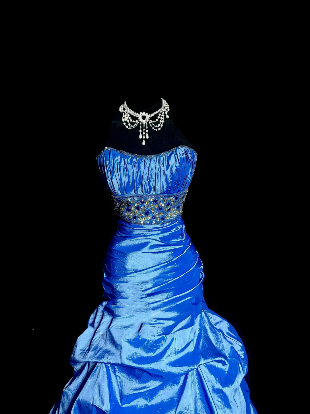 Elegant Mermaid Strapless Royal Blue Long Taffeta Prom Dresses Party Dress 18th Birthday Outfits Graduation Dresses DH2644