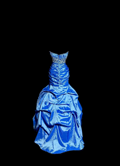 Elegant Mermaid Strapless Royal Blue Long Taffeta Prom Dresses Party Dress 18th Birthday Outfits Graduation Dresses DH2644