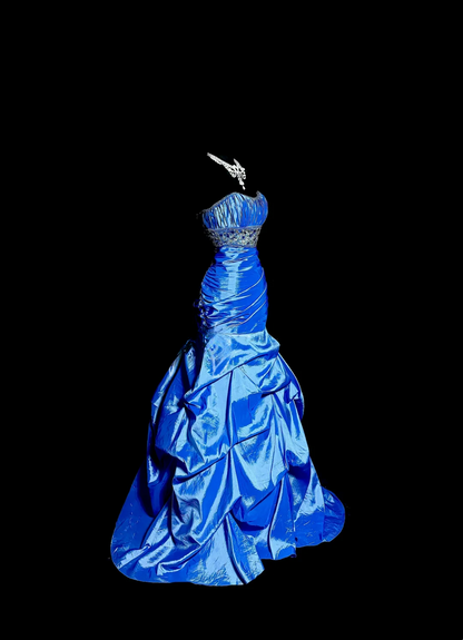 Elegant Mermaid Strapless Royal Blue Long Taffeta Prom Dresses Party Dress 18th Birthday Outfits Graduation Dresses DH2644
