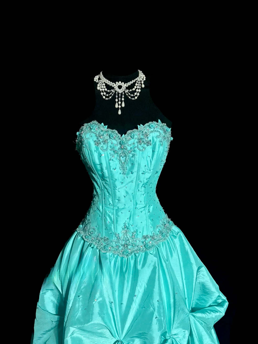 Vintage Ball Gown Sweetheart Blue Taffeta Long Puffy Skirt Long Prom Dresses Party Dress 21st Birthday Outfits Graduation Dresses DH2647