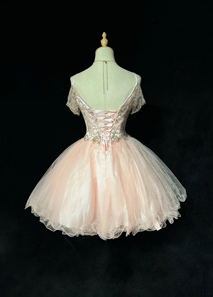 Cute Ball Gown Spaghetti Straps Light Pink Mini Short Formal Homecoming Dresses Party Short Prom Dress Hoco Dresses DH2649