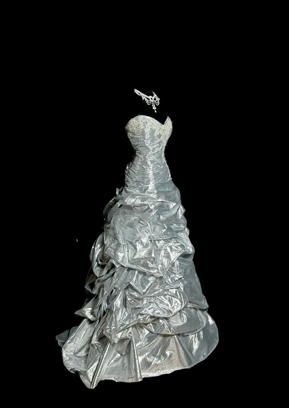 Elegant Ball Gown Sweetheart Silver Satin Long Prom Dresses Party Dress 18th Birthday Outfits Graduation Dresses DH2650