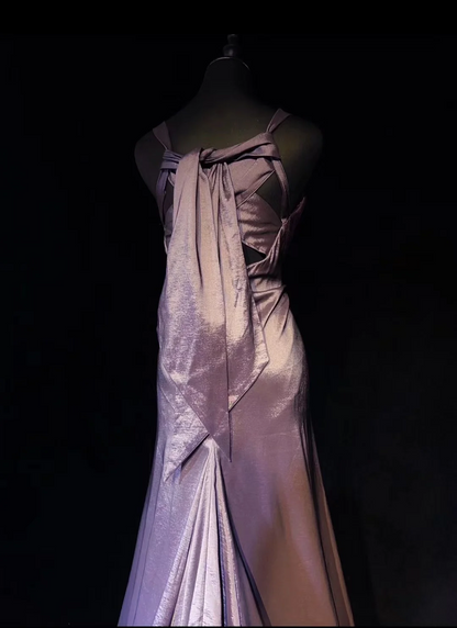 Vintage A Line V Neck Grape Sleeveless Satin Long Prom Dresses Party Dress 18th Birthday Outfits Graduation Dresses DH2652