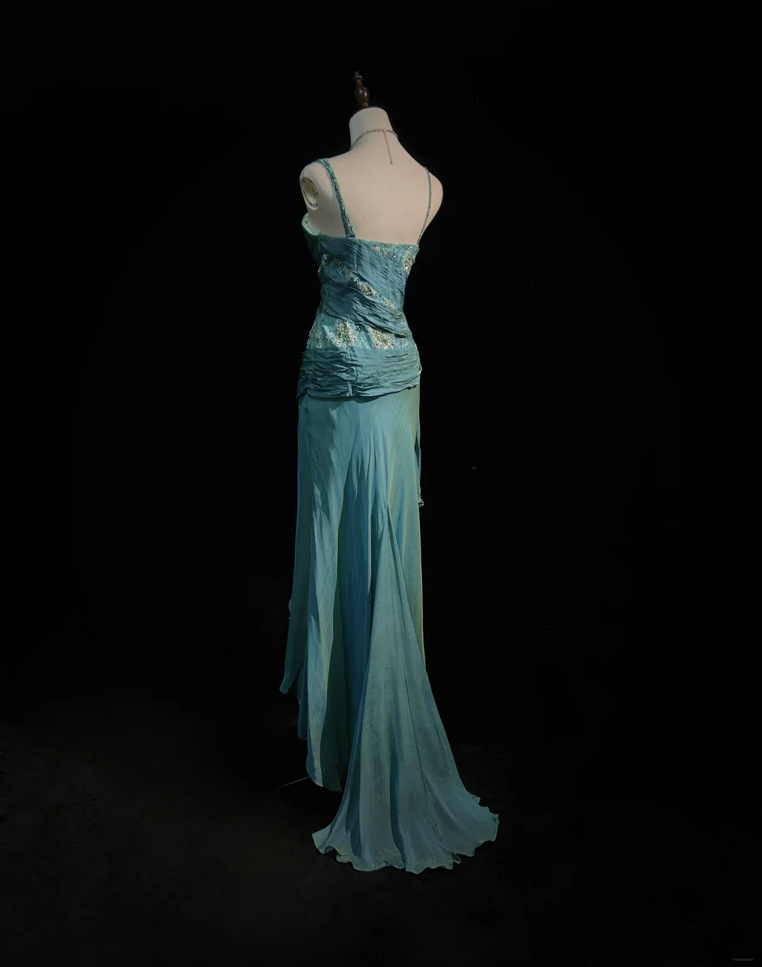 Vintage A Line Spaghetti Straps Blue Sleeveless Chiffon Long Prom Dresses Party Dress 18th Birthday Outfits Graduation Dresses DH2654