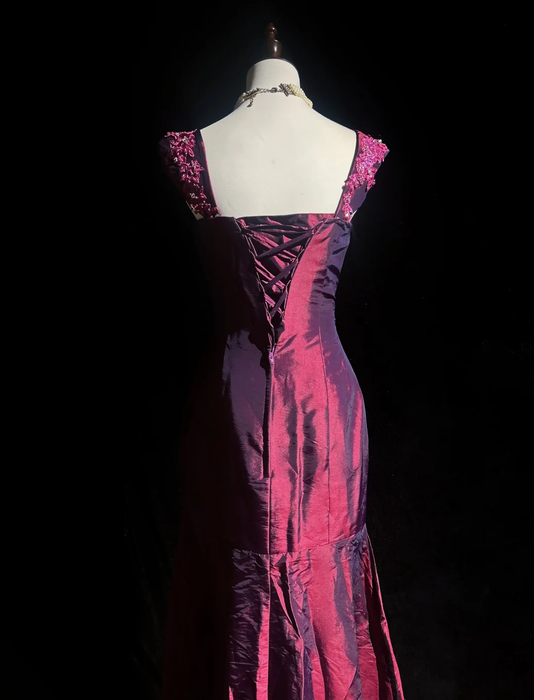 Retro Mermaid Sweetheart Burgundy Sleeveless Taffeta Long Prom Dresses Party Dress 18th Birthday Outfits Graduation Dresses DH2655