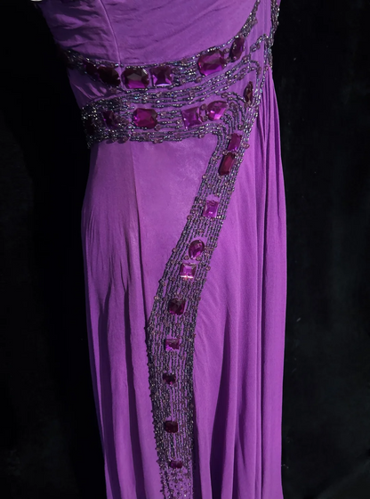 Retro A Line Halter Grape Chiffon Sleeveless With Beads Long Flowers Prom Dresses Party Dress 21st Birthday Outfits Graduation Dresses DH2658