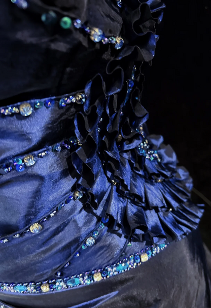 Retro A Line V Neck Navy Blue Short Sleeves With Silver Beads Long Flowers Prom Dresses Party Dress 21st Birthday Outfits Graduation Dresses DH2660