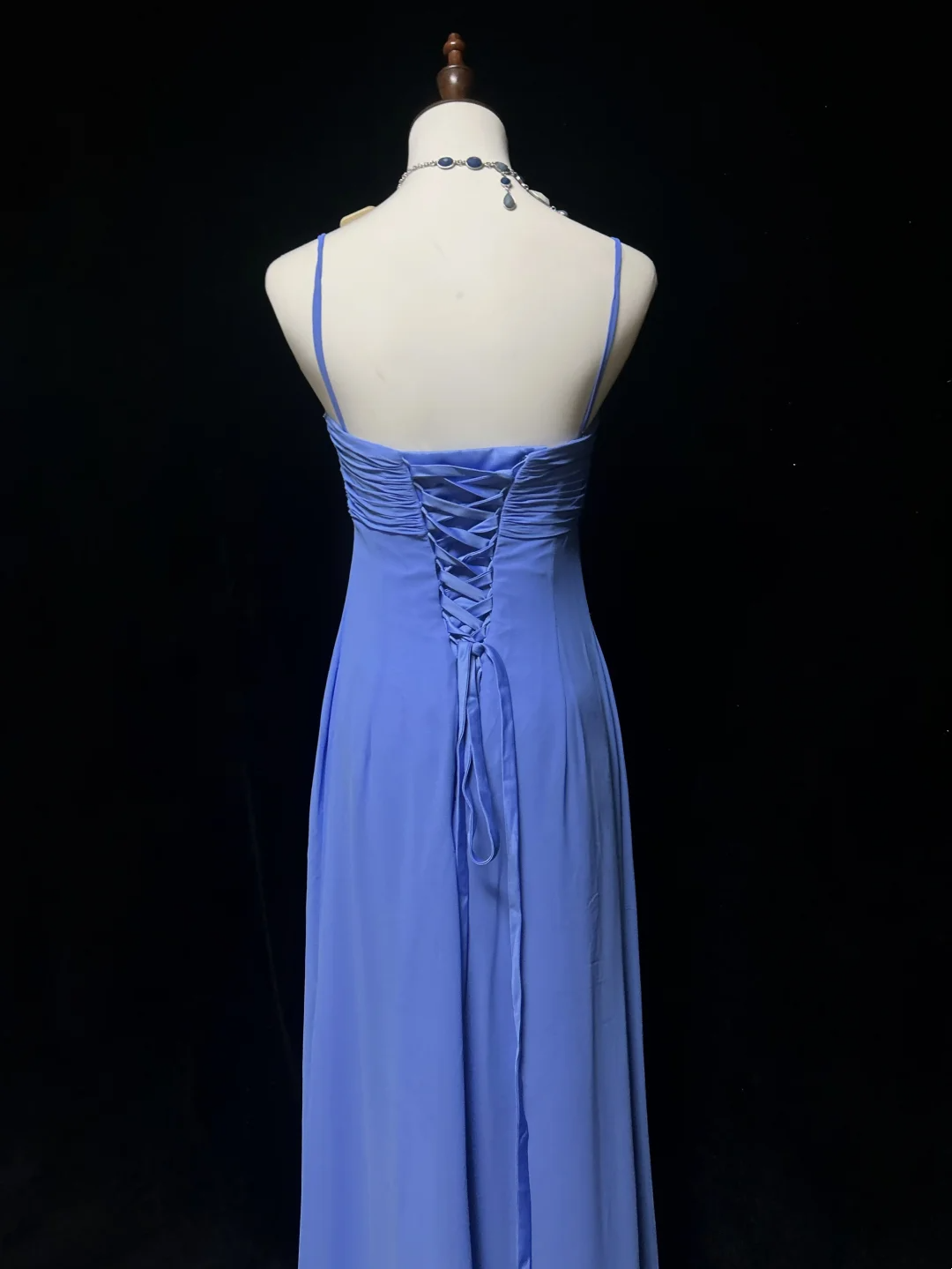 Retro A Line Spaghetti Straps Royal Blue Chiffon With Beads Long Prom Dresses Party Dress 21st Birthday Outfits Prom Gowns DH2663