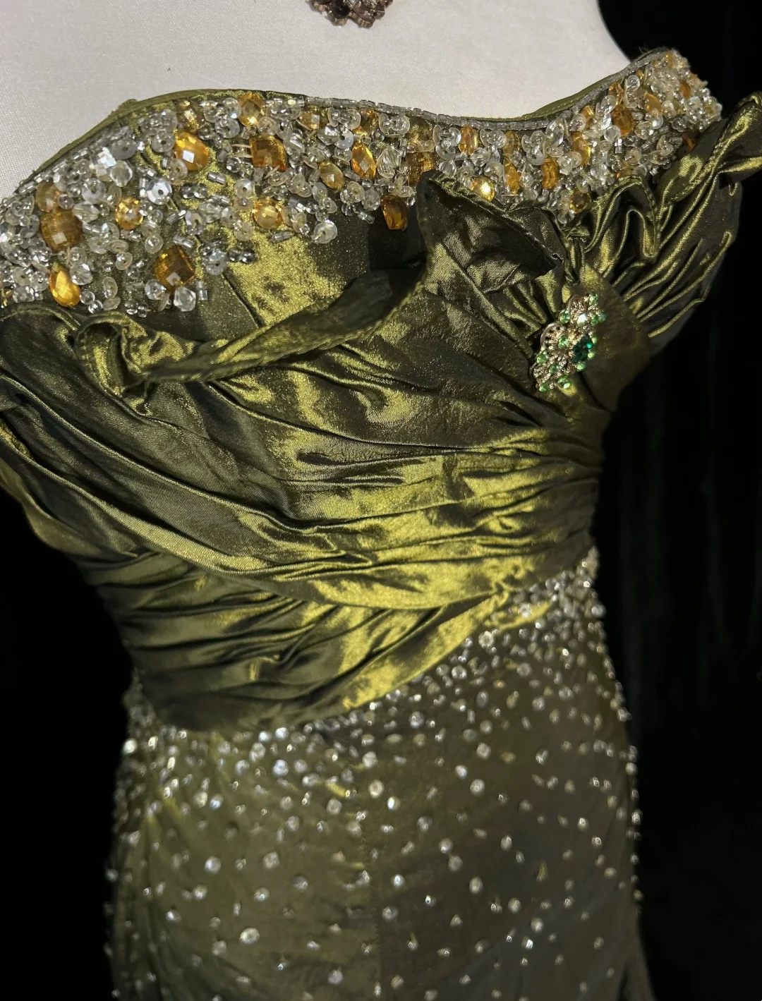 Retro Mermaid Sweetheart Sleeveless Olive Green With Silver Beads Long Flowers Prom Dresses Party Dress 21st Birthday Outfits Graduation Dresses DH2667