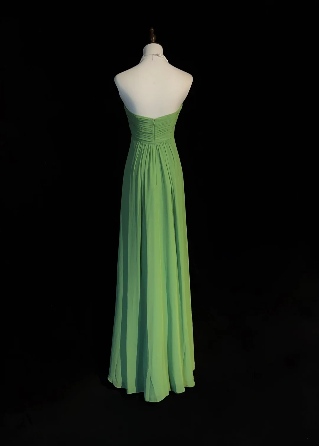 Retro A Line Sweetheart Green Chiffon Sleeveless Pleated Long Prom Dresses Party Dress 21st Birthday Outfits Graduation Dresses DH2668