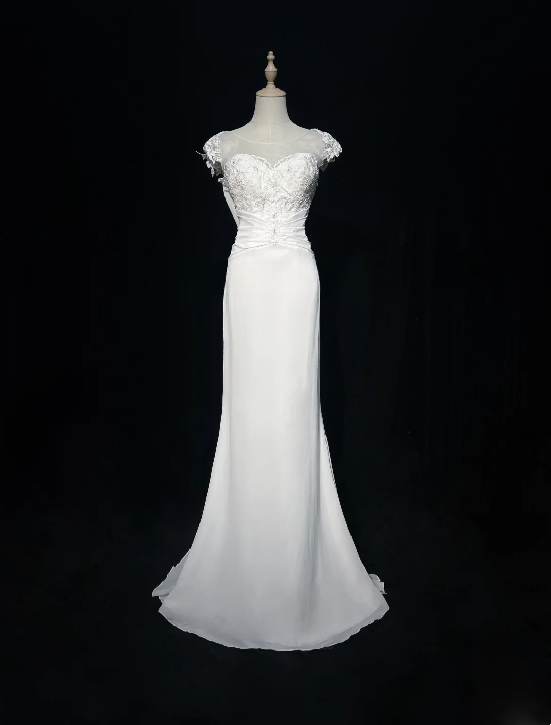 Vintage Bridal Dress Mermaid Sweetheart Backless Chiffon White Lace Long Wedding Dress Retro Wedding Dresses Modest Wedding Gowns DH2671