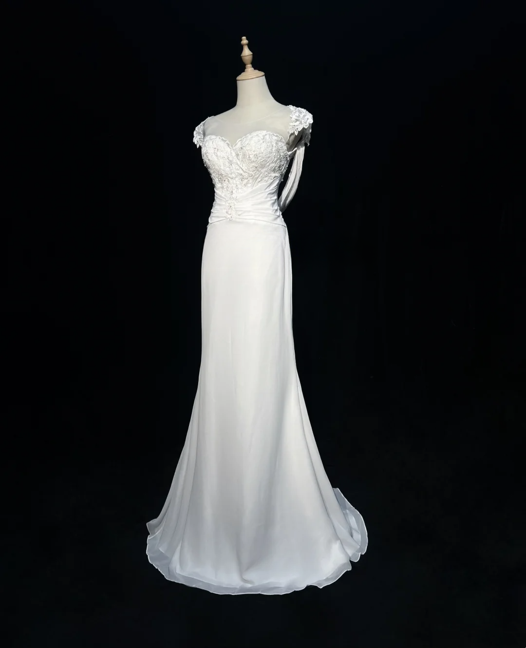 Vintage Bridal Dress Mermaid Sweetheart Backless Chiffon White Lace Long Wedding Dress Retro Wedding Dresses Modest Wedding Gowns DH2671