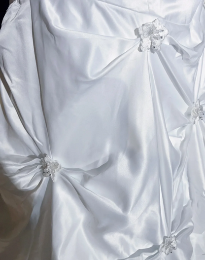 Vintage Bridal Dress Ball Gown Spaghetti Straps Taffeta White Long Wedding Dress Retro Wedding Dresses Modest Wedding Gowns DH2672