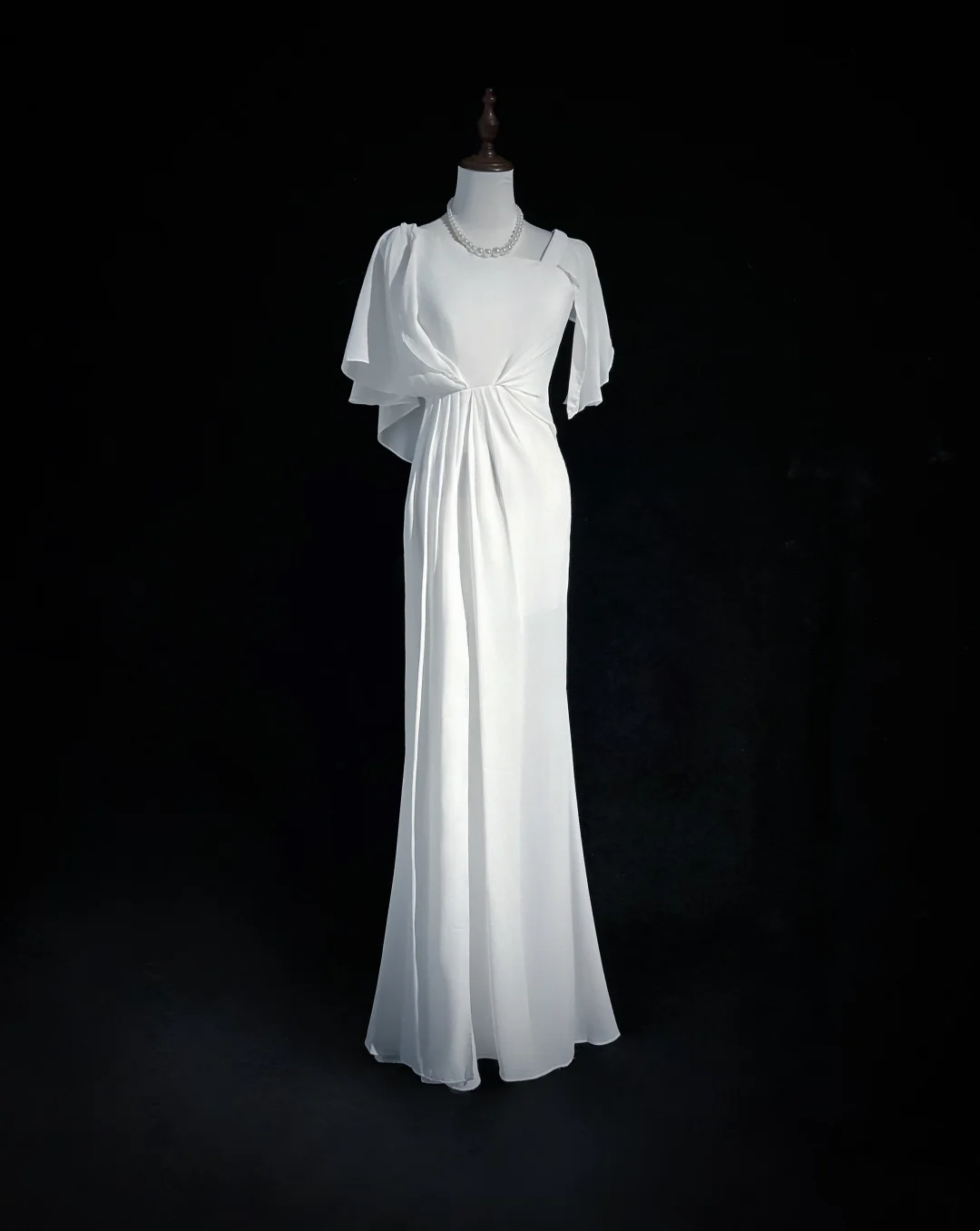 Vintage Bridal Dress Mermaid Square Neck Chiffon White Long Wedding Dress Retro Wedding Dresses Modest Wedding Gowns DH2674
