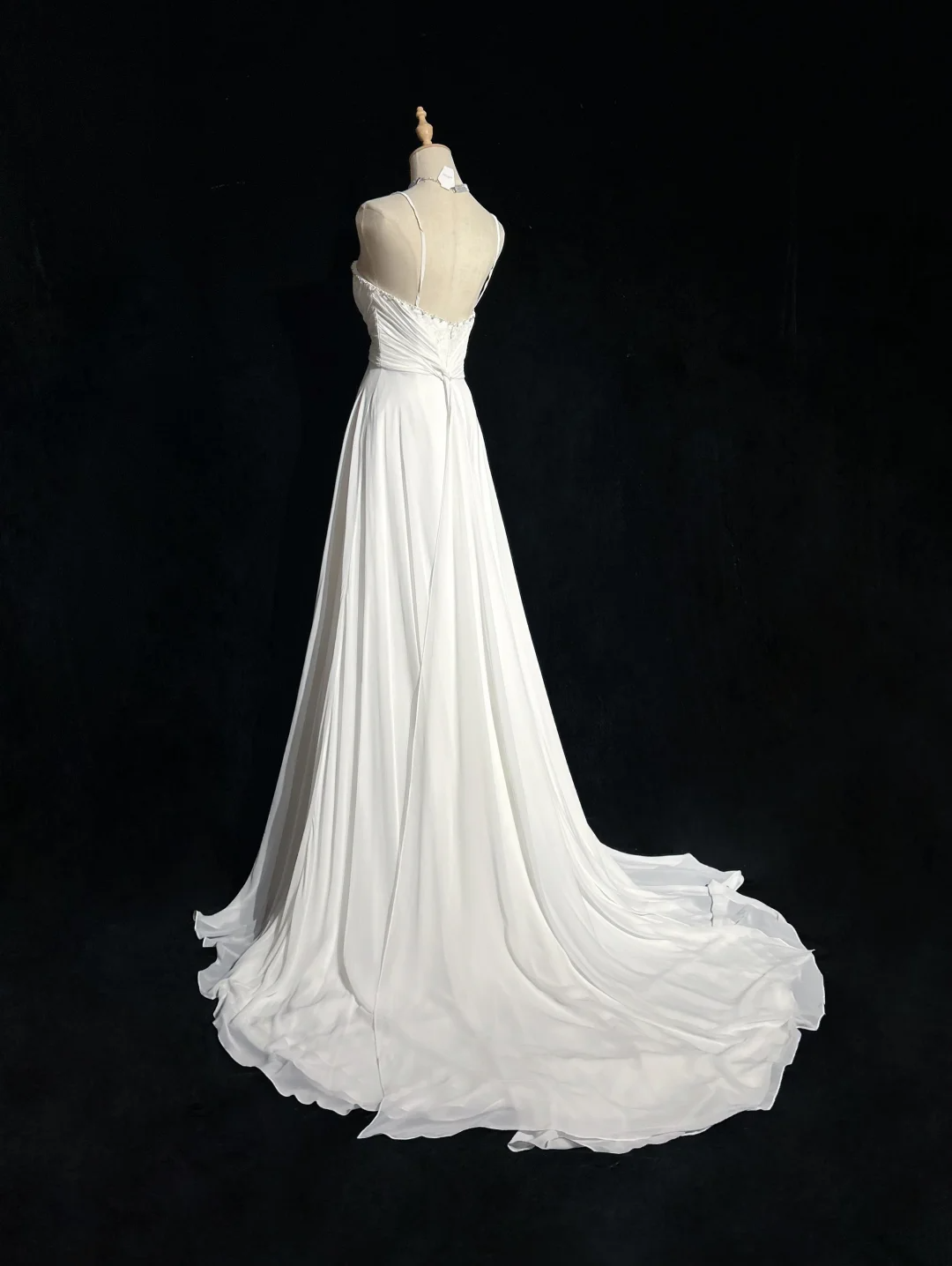 Vintage Bridal Dress A Line Spaghetti Straps Chiffon White Long Wedding Dress Retro Wedding Dresses Modest Wedding Gowns DH2675