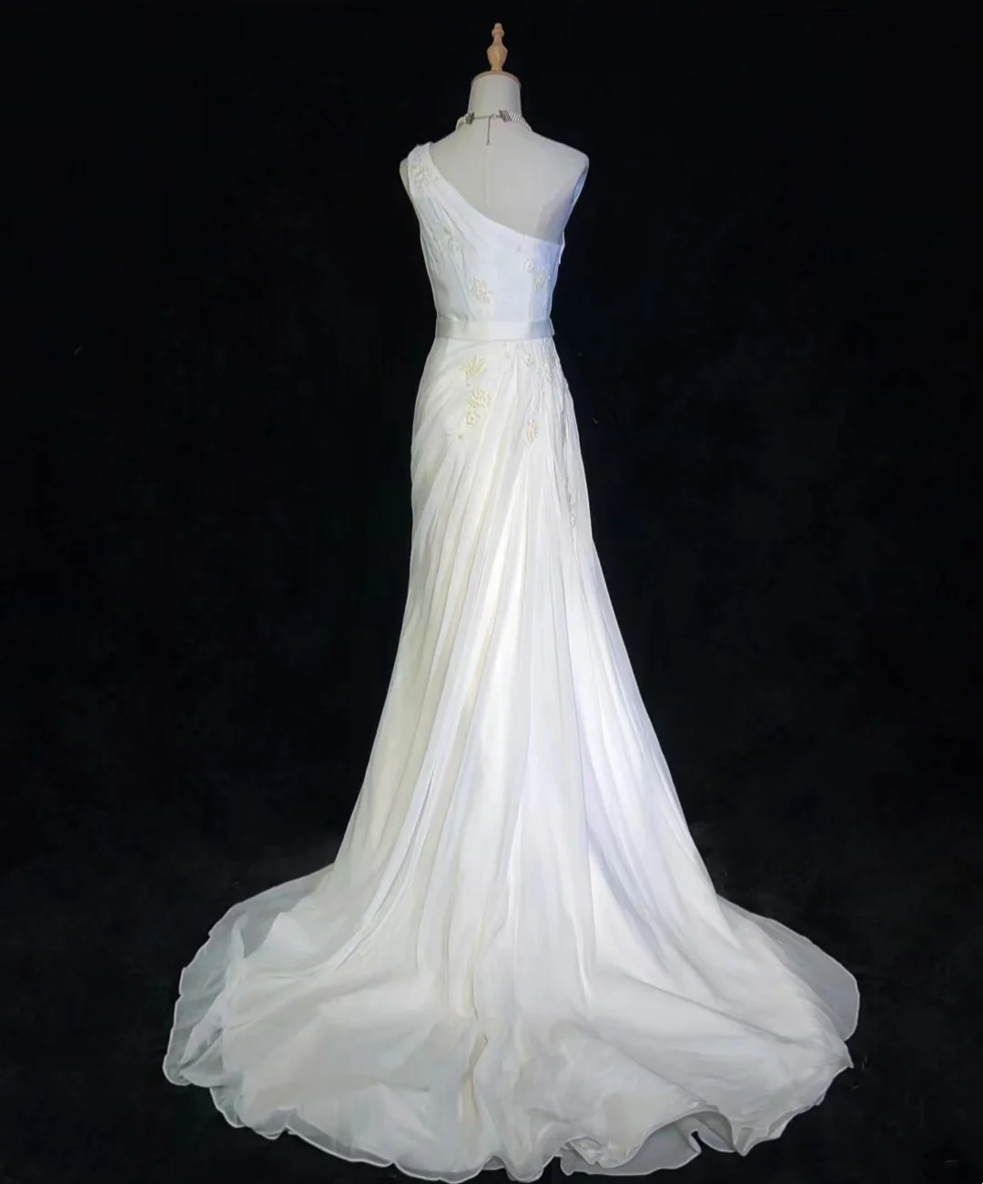 Vintage Bridal Dress Mermaid One Shoulder Chiffon White Long Wedding Dress Retro Wedding Dresses Modest Wedding Gowns DH2676