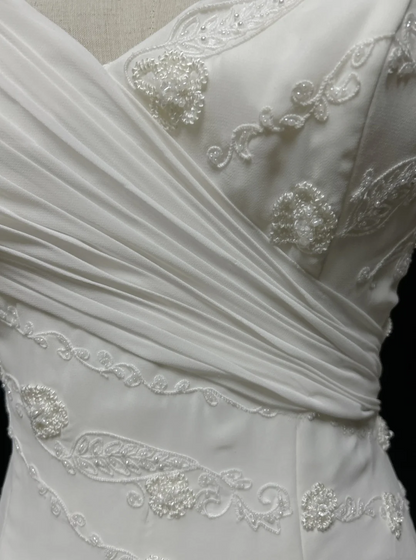 Vintage Bridal Dress Mermaid Spaghetti Straps Chiffon Beads White Long Wedding Dress Retro Wedding Dresses Modest Wedding Gowns DH2679